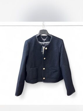 J. Crew Black Tweed Cropped Blazer with Gold Buttons 16